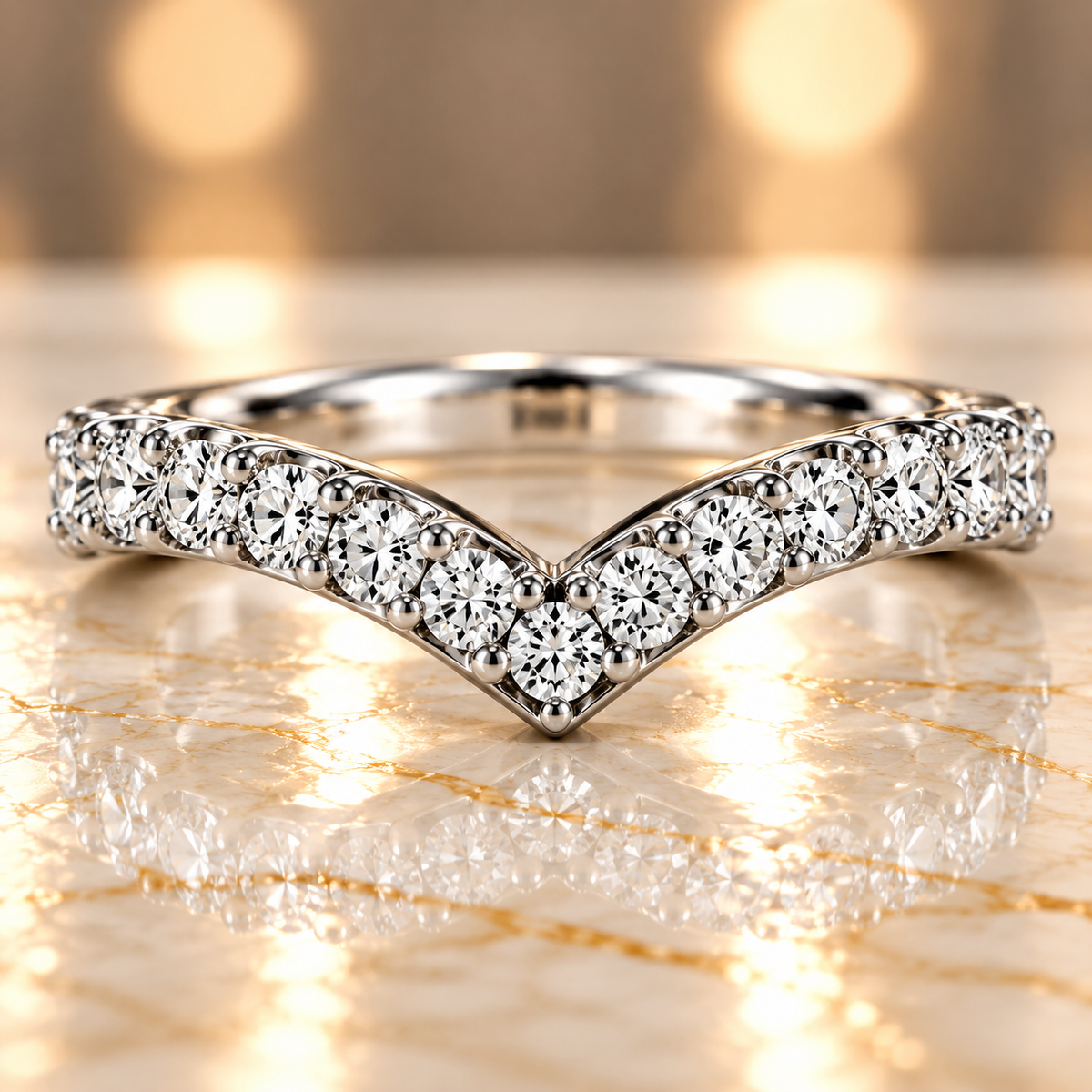 Sculpted V Wedding Band