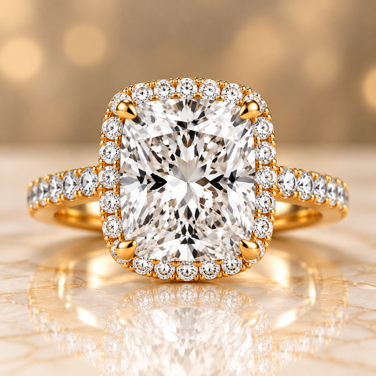 Cushion-Cut Hidden Halo / Pavé