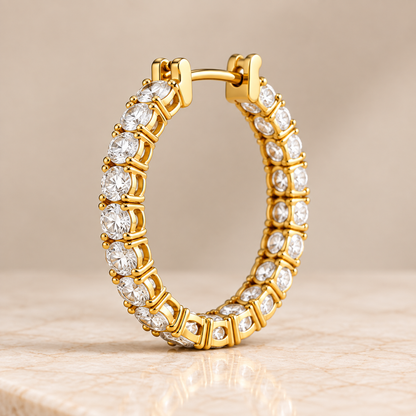 Inside-Out Double-Row Diamond Hoops