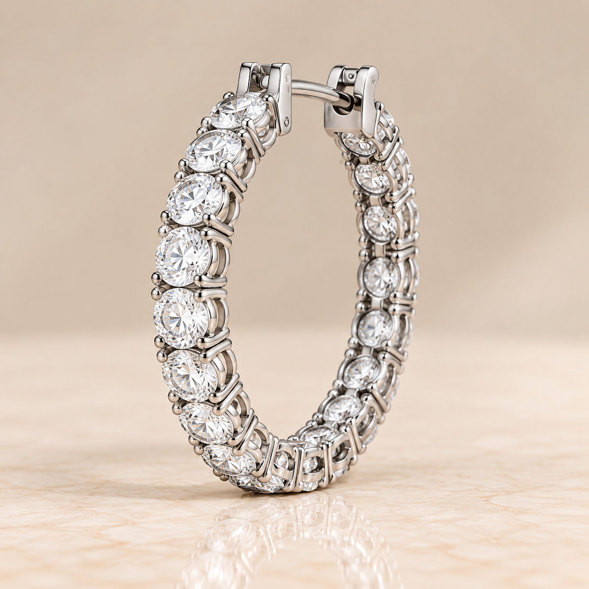 Inside-Out Double-Row Diamond Hoops