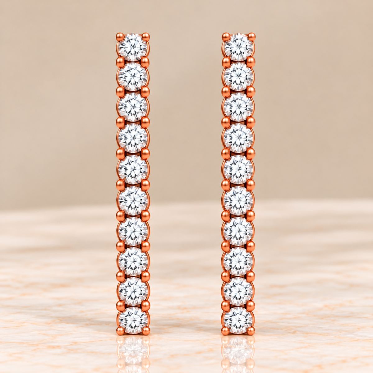 Diamond Linear Drop Earrings