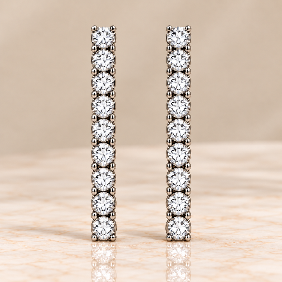 Diamond Linear Drop Earrings