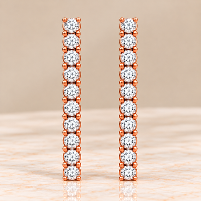 Diamond Linear Drop Earrings