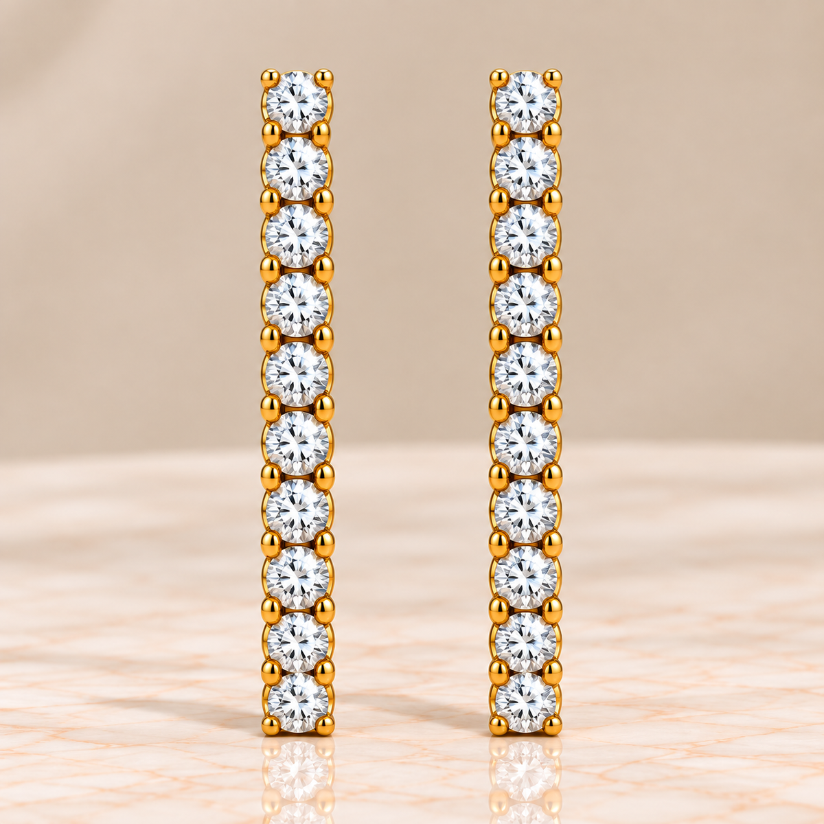 Diamond Linear Drop Earrings