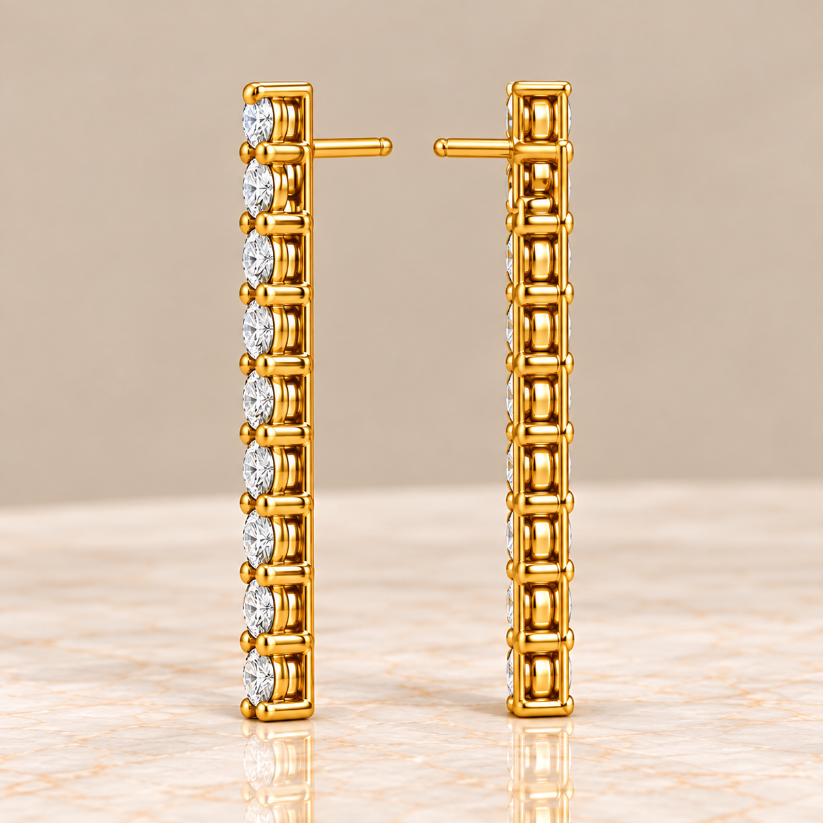 Diamond Linear Drop Earrings