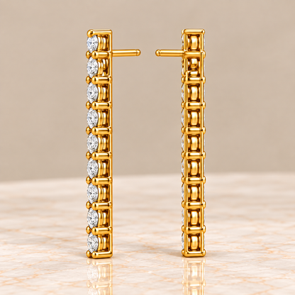 Diamond Linear Drop Earrings