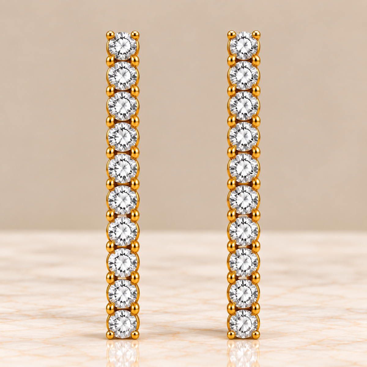 Diamond Linear Drop Earrings