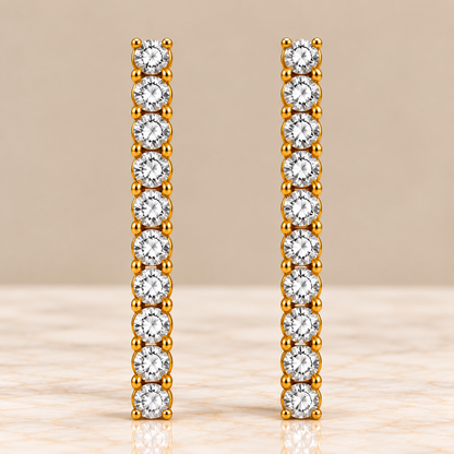 Diamond Linear Drop Earrings