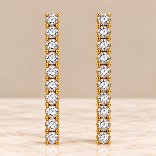 Diamond Linear Drop Earrings