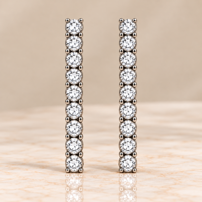 Diamond Linear Drop Earrings