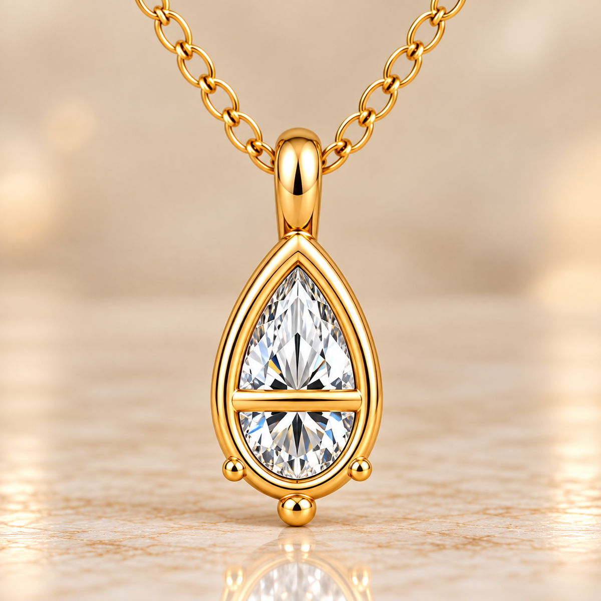 Diamond Pear Pendant Necklace