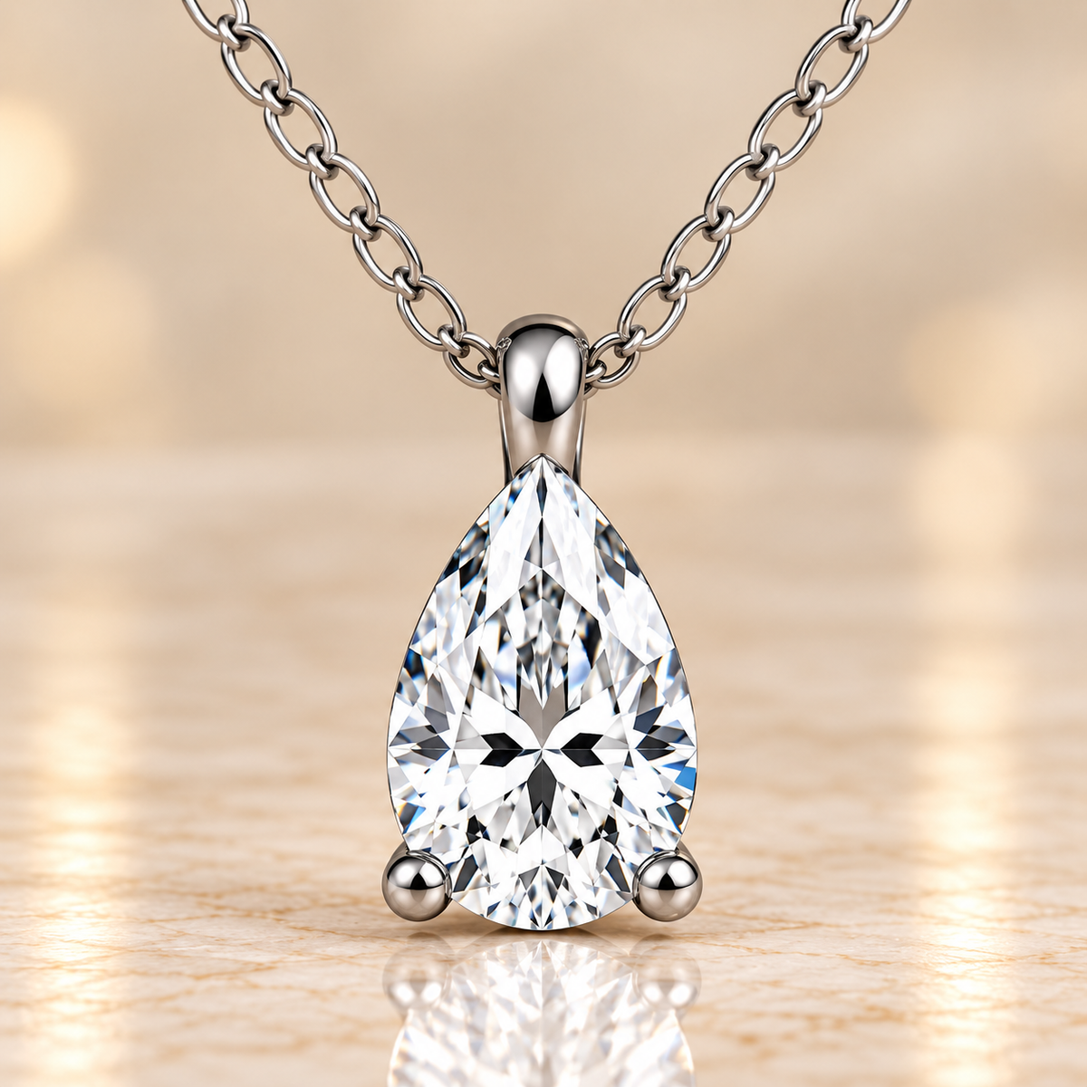 Diamond Pear Pendant Necklace