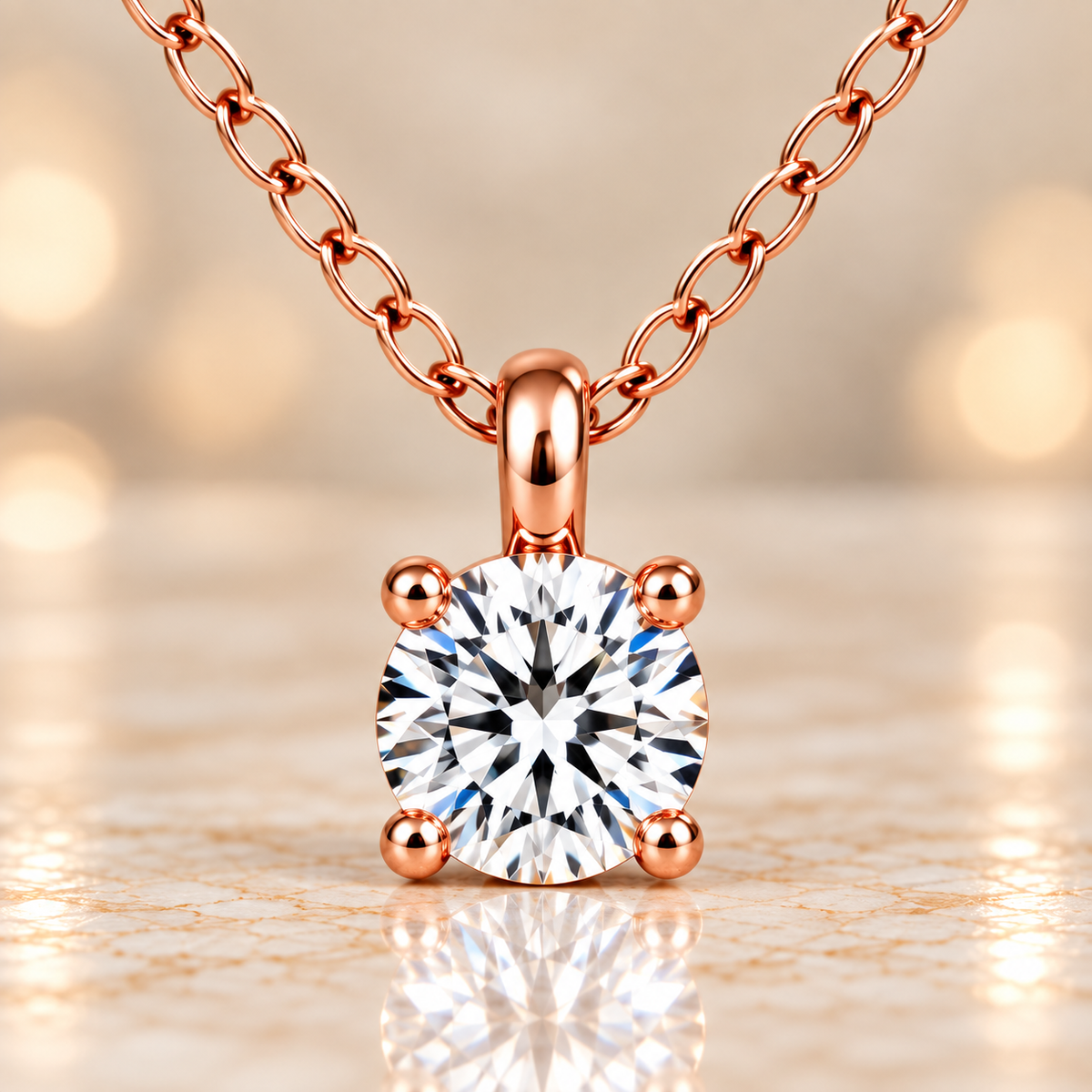 Diamond Solitaire Pendant Necklace