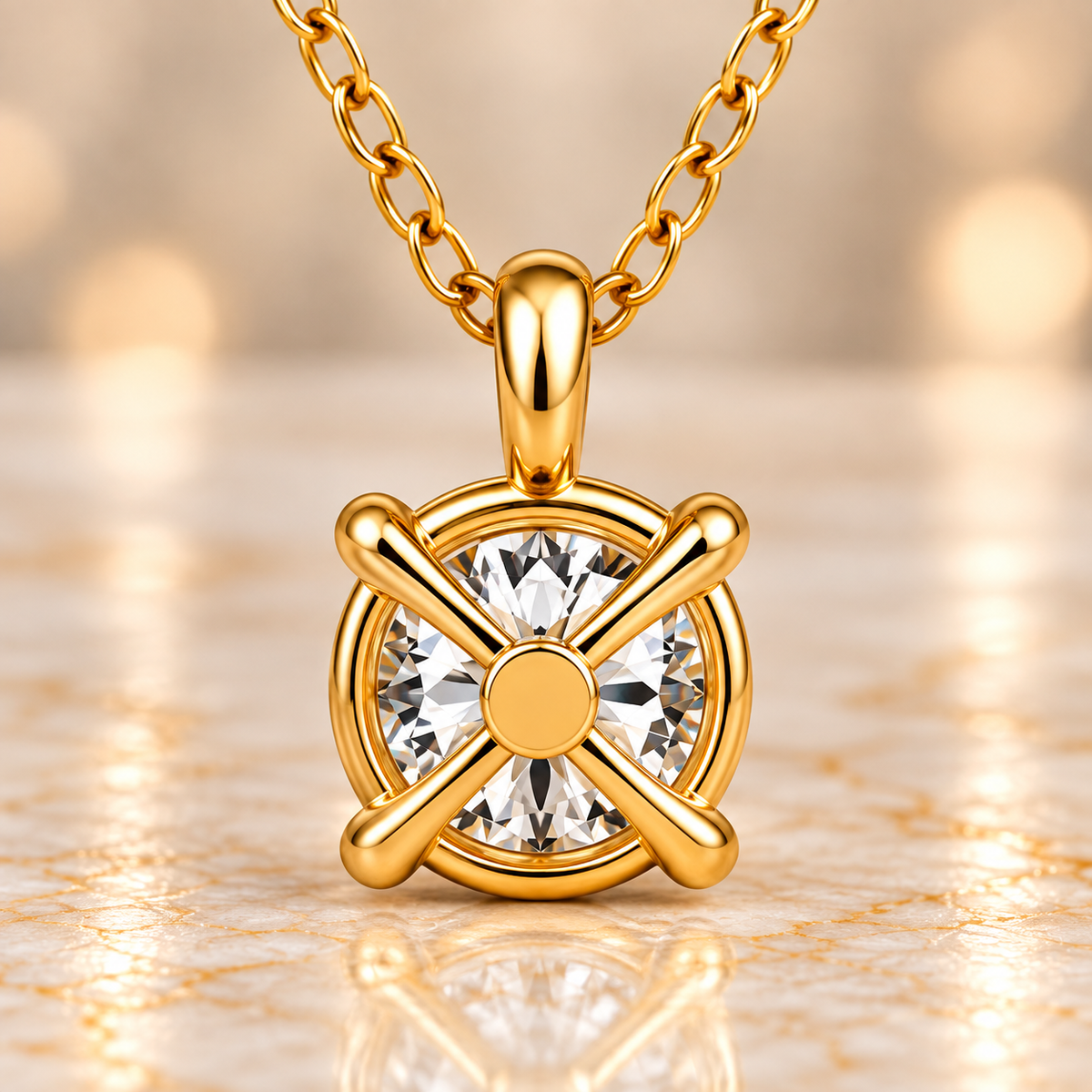 Diamond Solitaire Pendant Necklace