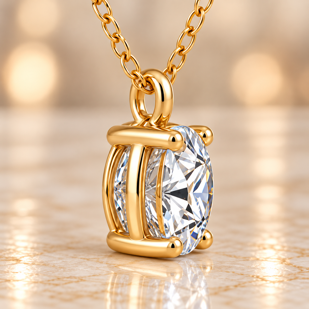 Diamond Solitaire Pendant Necklace