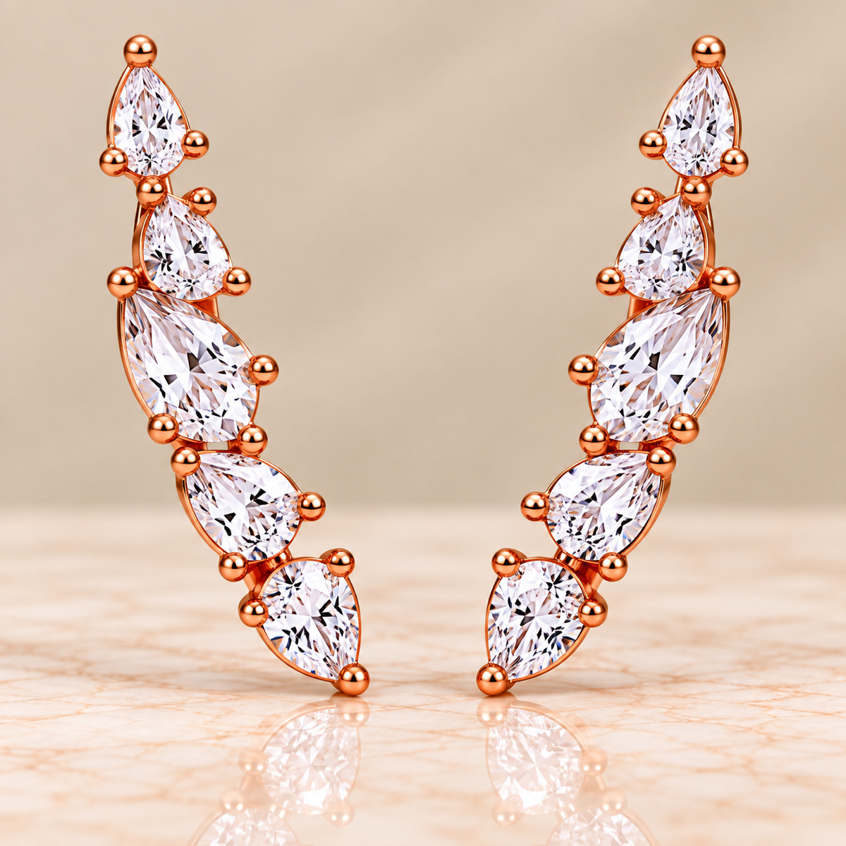 Marquise & Pear Diamond Ear Climbers