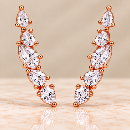 Marquise & Pear Diamond Ear Climbers