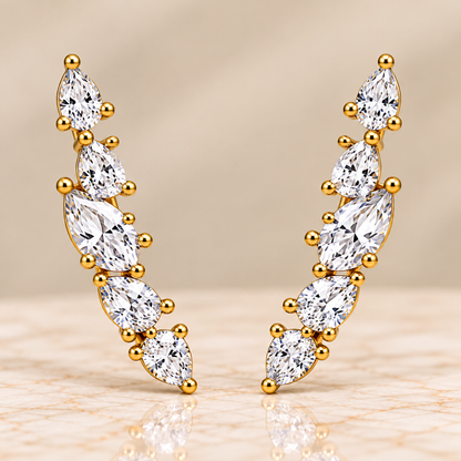 Marquise & Pear Diamond Ear Climbers