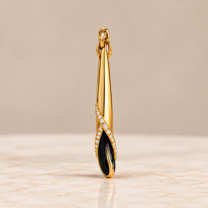 Onyx & Diamond Sculptural Drop Earrings
