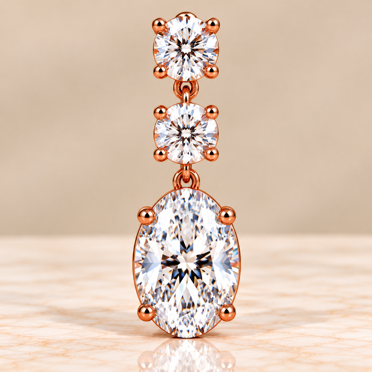 Oval Diamond Cascade Drop Earrings