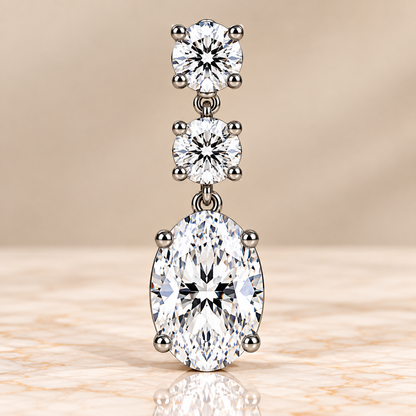 Oval Diamond Cascade Drop Earrings