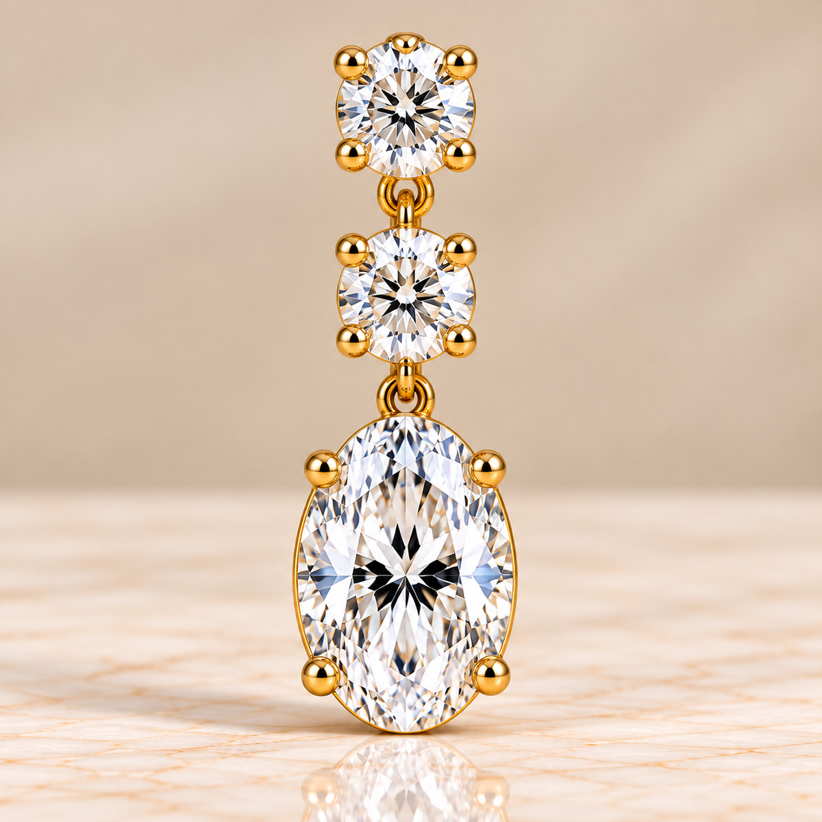 Oval Diamond Cascade Drop Earrings