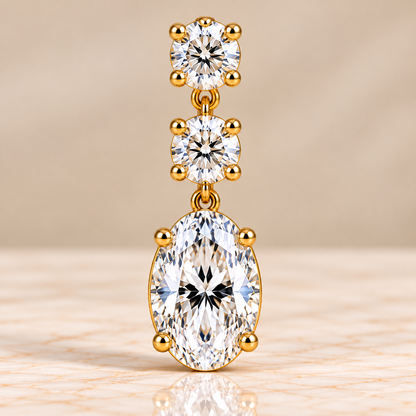 Oval Diamond Cascade Drop Earrings