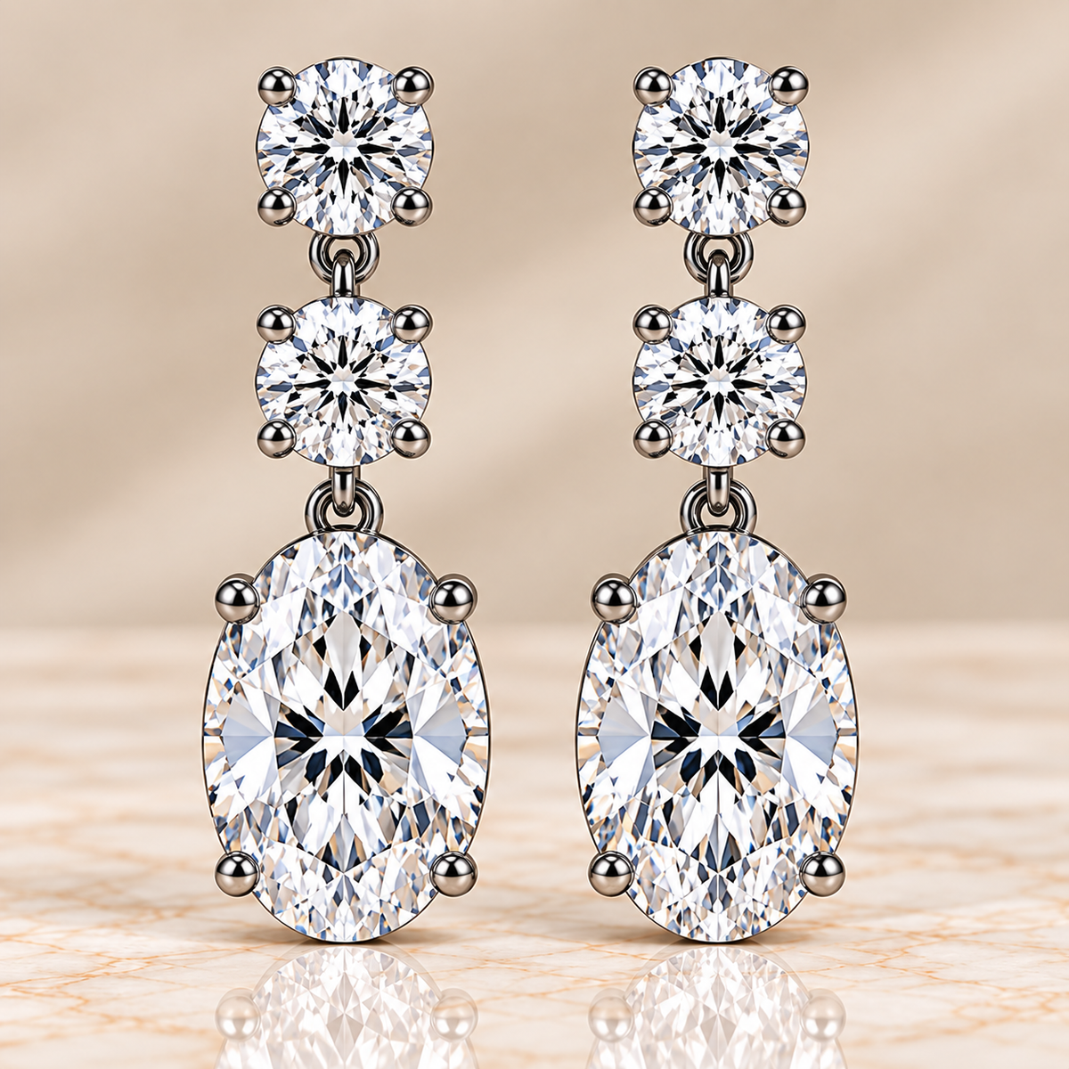 Oval Diamond Cascade Drop Earrings
