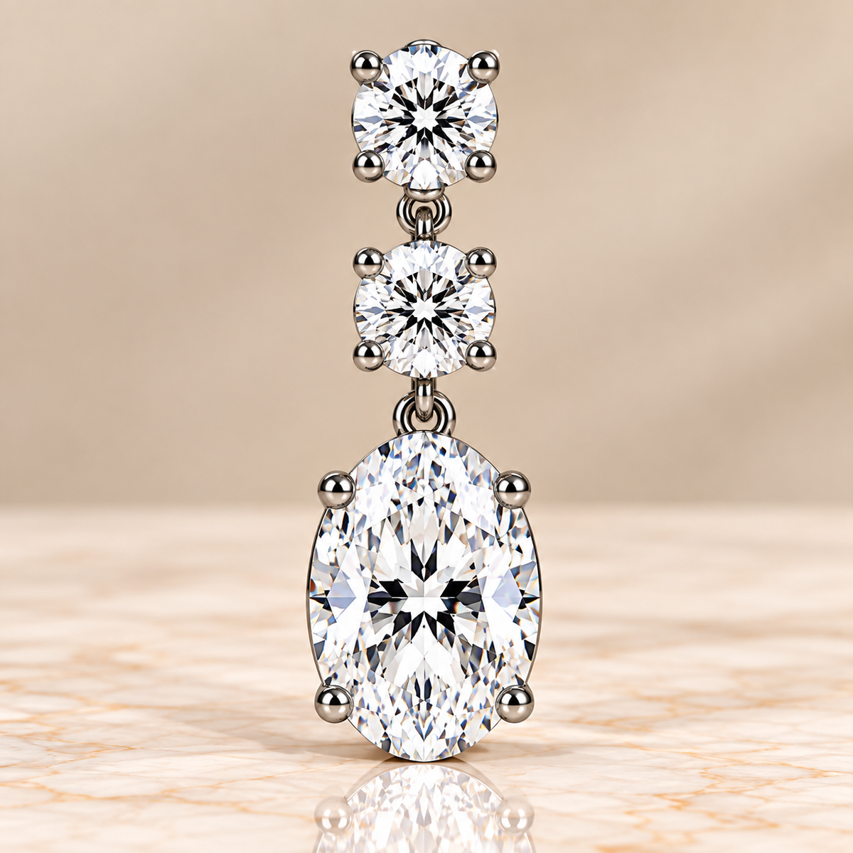 Oval Diamond Cascade Drop Earrings