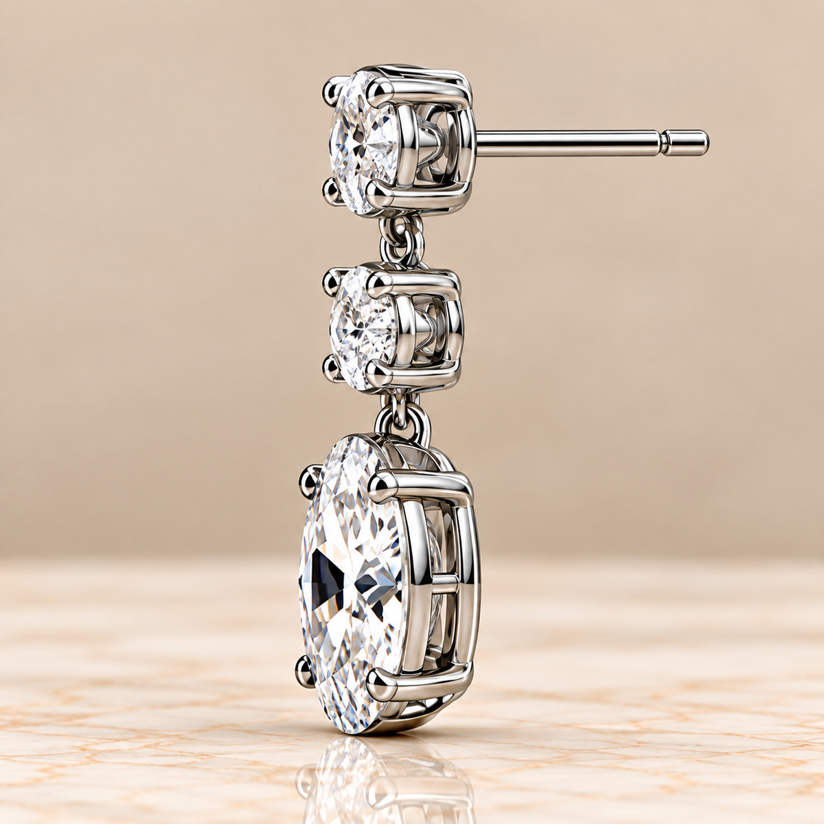 Oval Diamond Cascade Drop Earrings