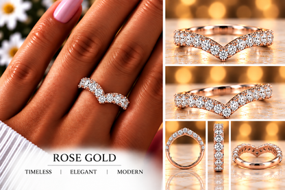 Sculpted V Wedding Band