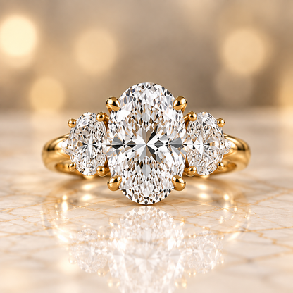 Oval Three-Stone with Pear Side Stones