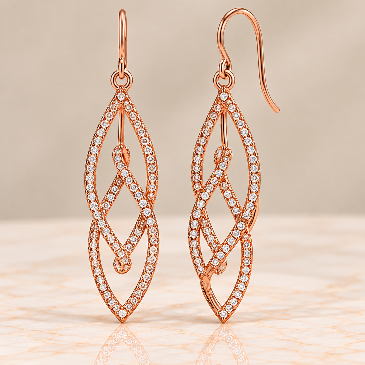 Twisted Openwork Diamond Drop Earrings