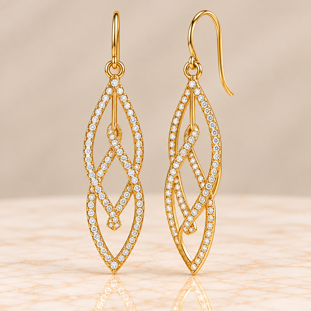 Twisted Openwork Diamond Drop Earrings
