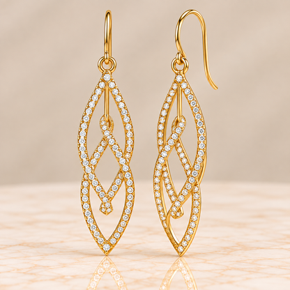 Twisted Openwork Diamond Drop Earrings