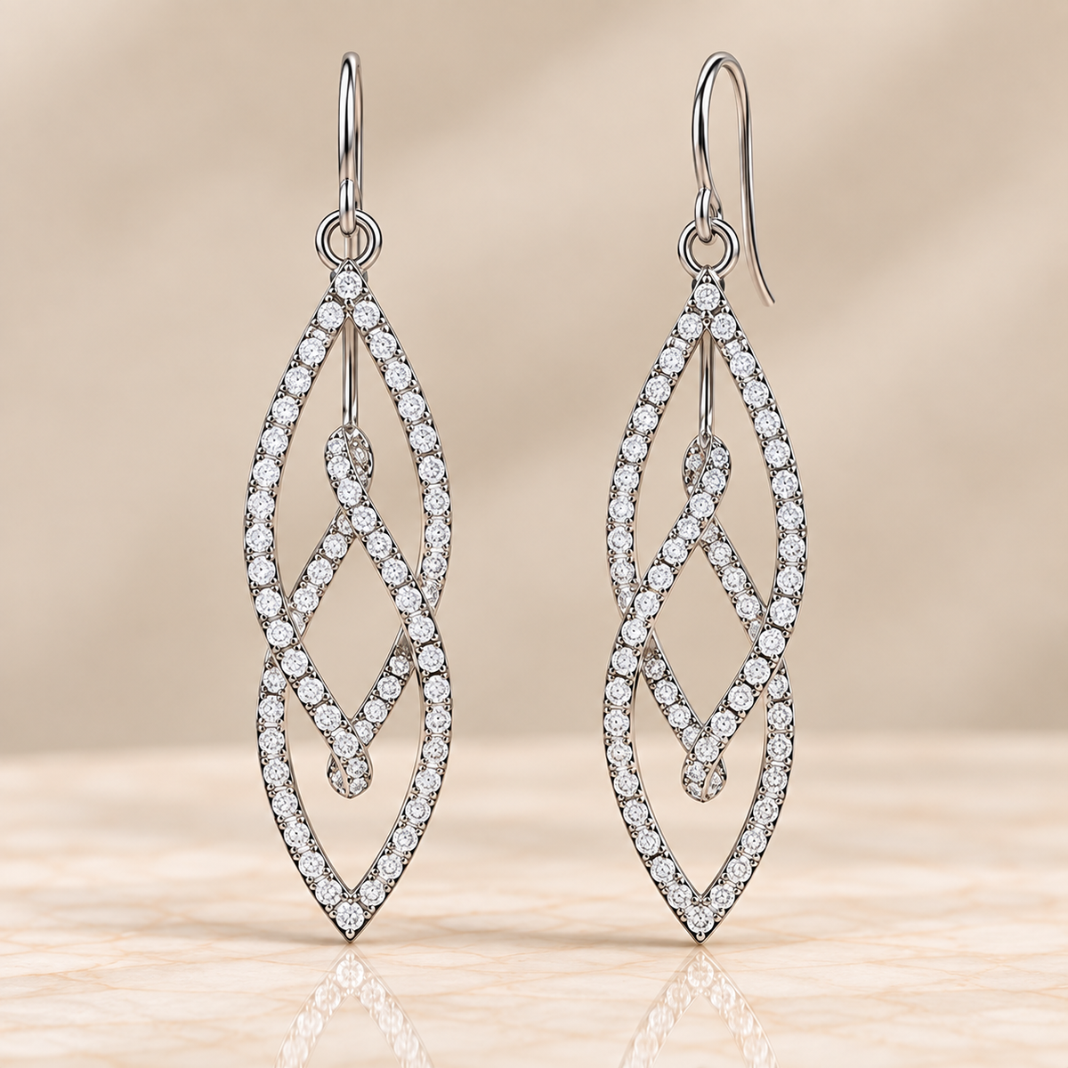 Twisted Openwork Diamond Drop Earrings