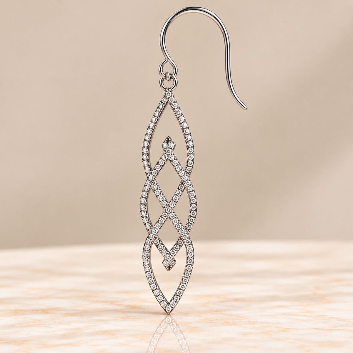 Twisted Openwork Diamond Drop Earrings