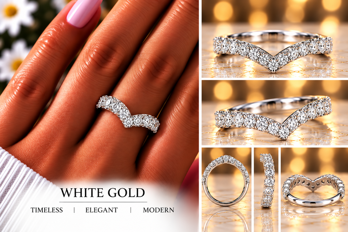 Sculpted V Wedding Band