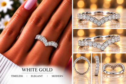 Sculpted V Wedding Band